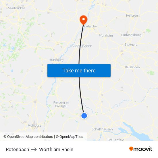 Rötenbach to Wörth am Rhein map