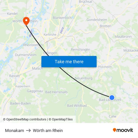 Monakam to Wörth am Rhein map