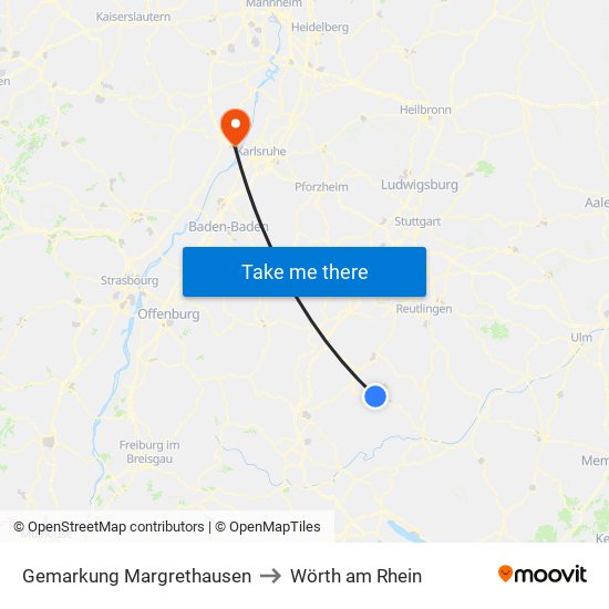 Gemarkung Margrethausen to Wörth am Rhein map