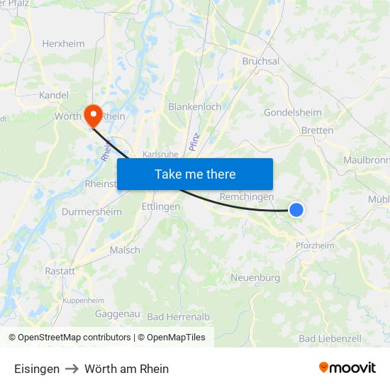Eisingen to Wörth am Rhein map