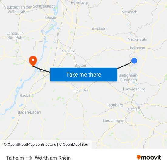 Talheim to Wörth am Rhein map