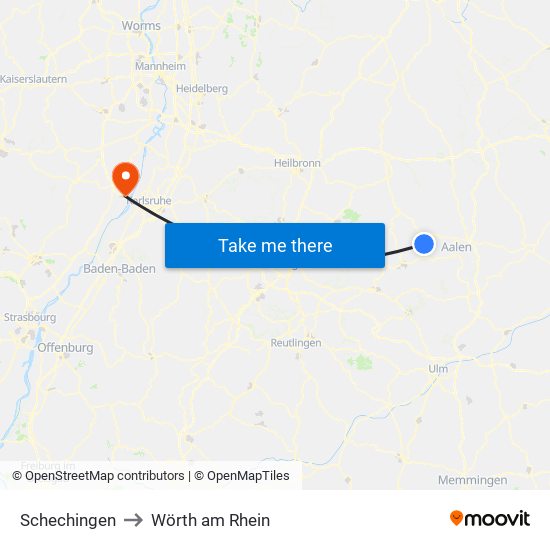 Schechingen to Wörth am Rhein map