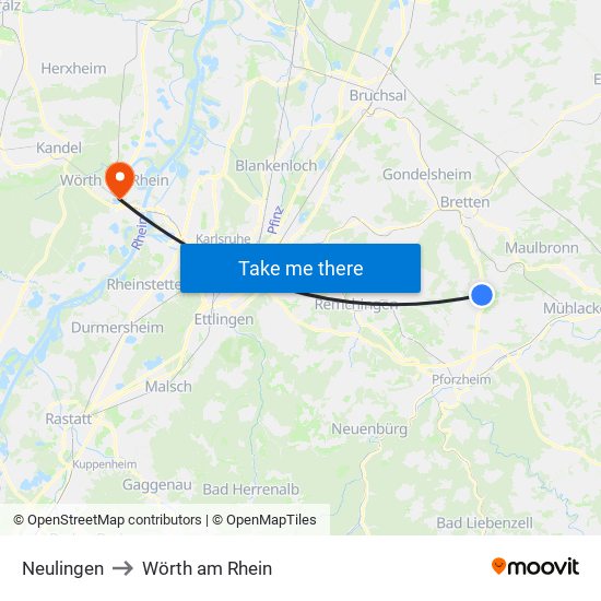 Neulingen to Wörth am Rhein map