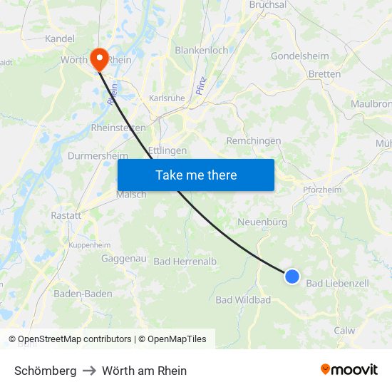 Schömberg to Wörth am Rhein map