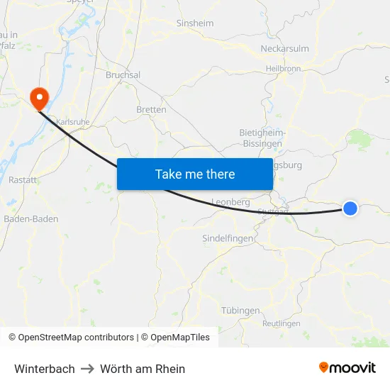 Winterbach to Wörth am Rhein map