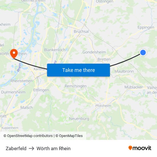 Zaberfeld to Wörth am Rhein map