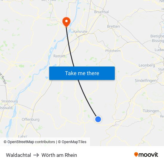 Waldachtal to Wörth am Rhein map