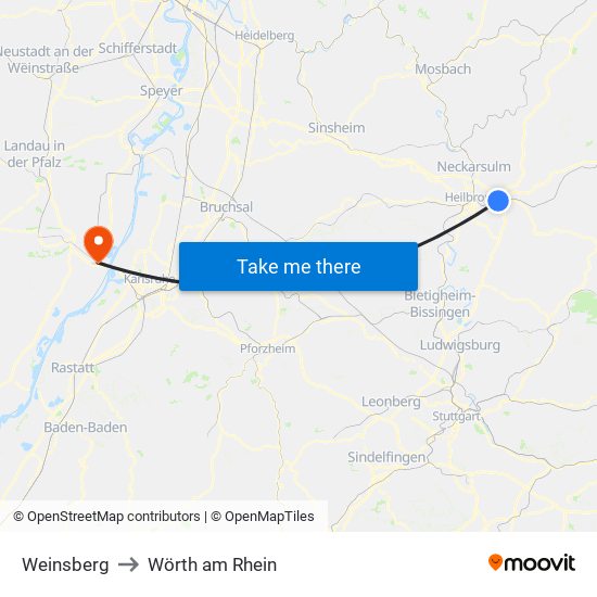 Weinsberg to Wörth am Rhein map