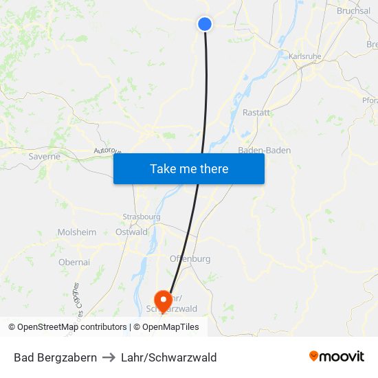 Bad Bergzabern to Lahr/Schwarzwald map