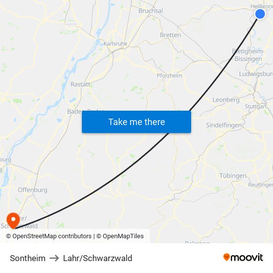 Sontheim to Lahr/Schwarzwald map