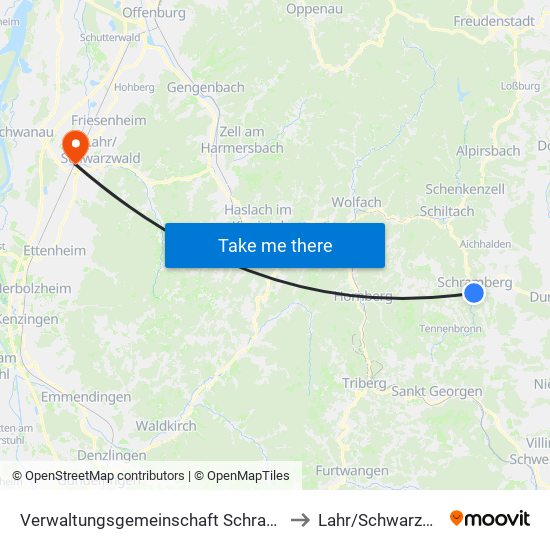 Verwaltungsgemeinschaft Schramberg to Lahr/Schwarzwald map