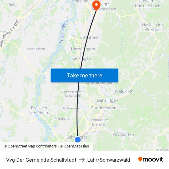 Vvg Der Gemeinde Schallstadt to Lahr/Schwarzwald map