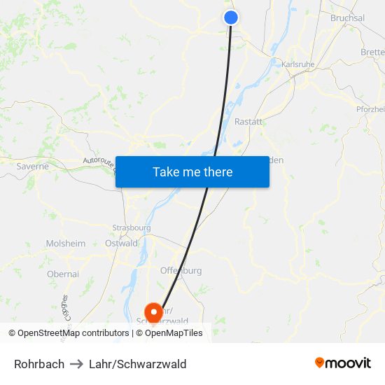 Rohrbach to Lahr/Schwarzwald map