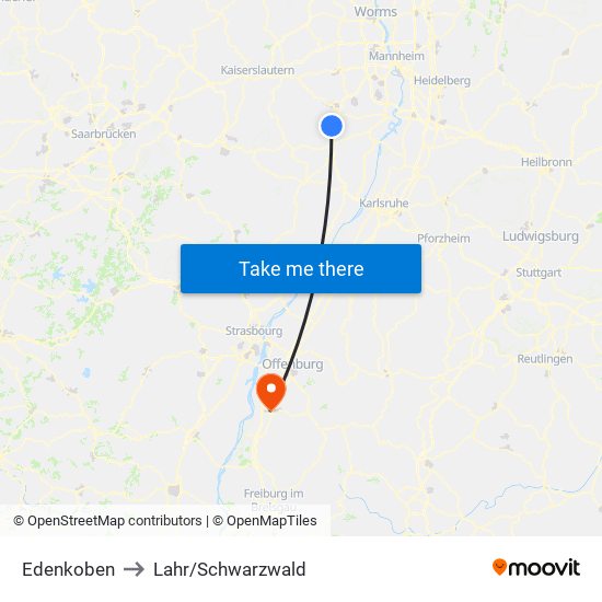 Edenkoben to Lahr/Schwarzwald map