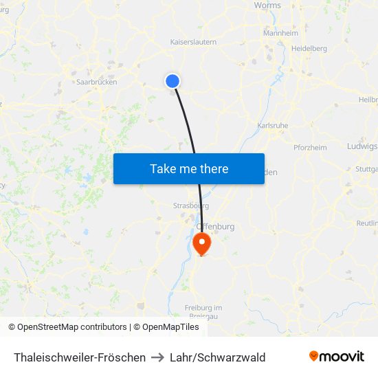 Thaleischweiler-Fröschen to Lahr/Schwarzwald map