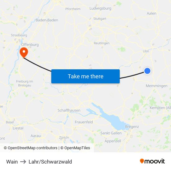 Wain to Lahr/Schwarzwald map