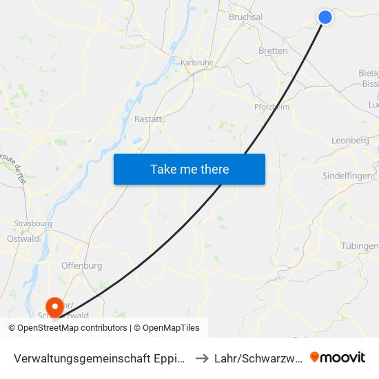 Verwaltungsgemeinschaft Eppingen to Lahr/Schwarzwald map