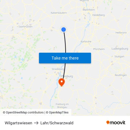 Wilgartswiesen to Lahr/Schwarzwald map