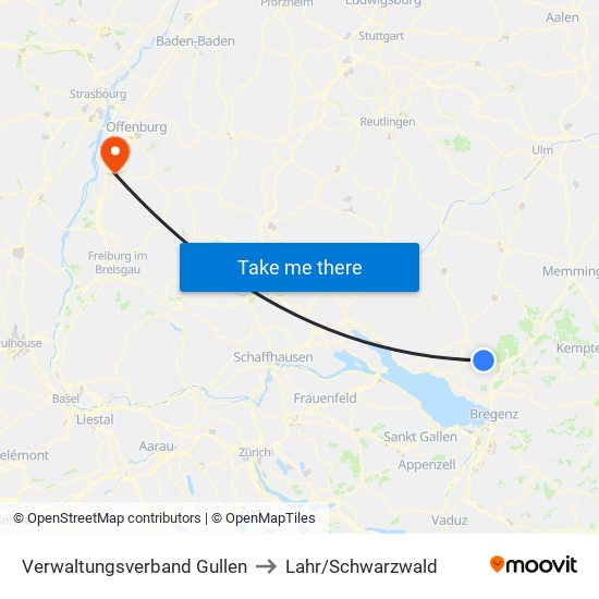 Verwaltungsverband Gullen to Lahr/Schwarzwald map