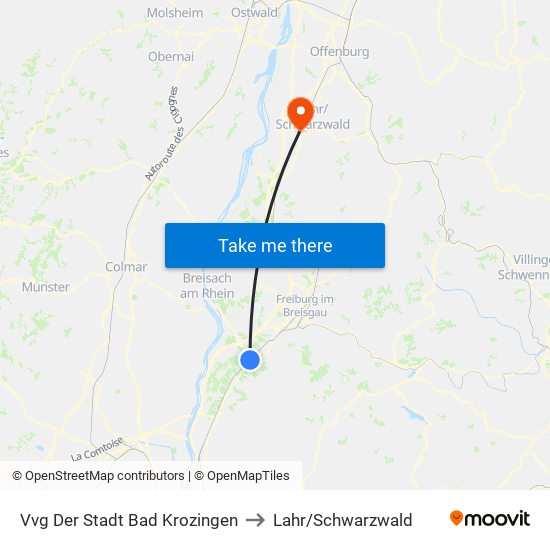 Vvg Der Stadt Bad Krozingen to Lahr/Schwarzwald map