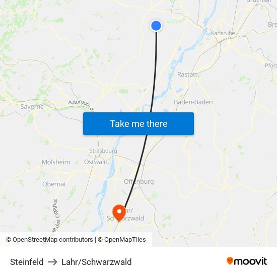 Steinfeld to Lahr/Schwarzwald map