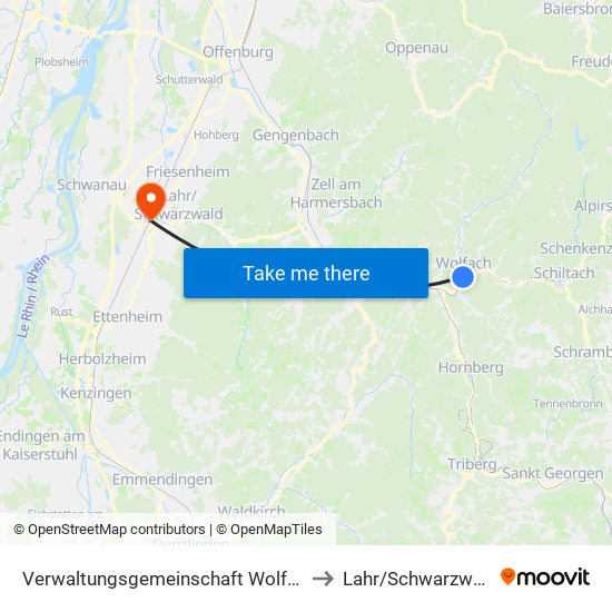 Verwaltungsgemeinschaft Wolfach to Lahr/Schwarzwald map