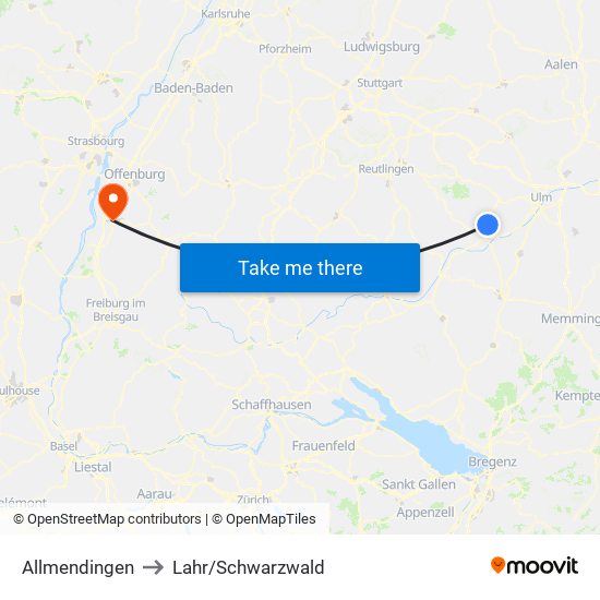 Allmendingen to Lahr/Schwarzwald map