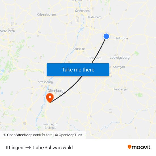 Ittlingen to Lahr/Schwarzwald map