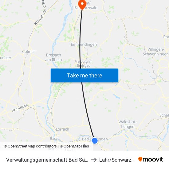 Verwaltungsgemeinschaft Bad Säckingen to Lahr/Schwarzwald map