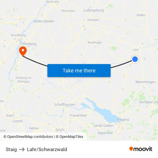 Staig to Lahr/Schwarzwald map