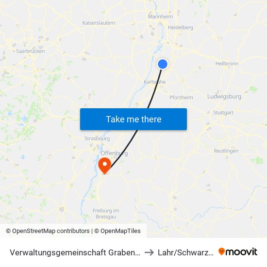 Verwaltungsgemeinschaft Graben-Neudorf to Lahr/Schwarzwald map