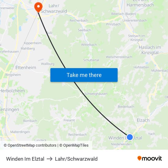 Winden Im Elztal to Lahr/Schwarzwald map