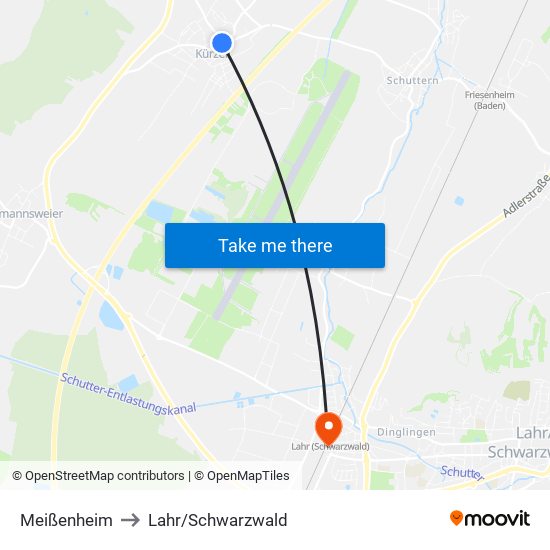Meißenheim to Lahr/Schwarzwald map