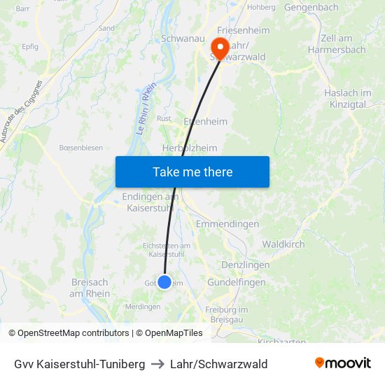 Gvv Kaiserstuhl-Tuniberg to Lahr/Schwarzwald map