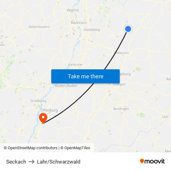 Seckach to Lahr/Schwarzwald map