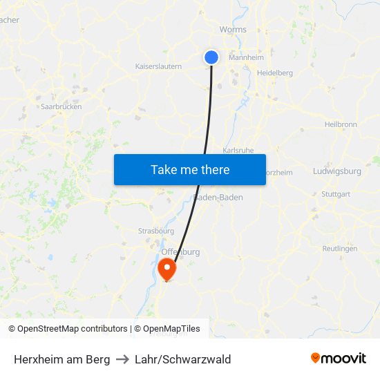 Herxheim am Berg to Lahr/Schwarzwald map