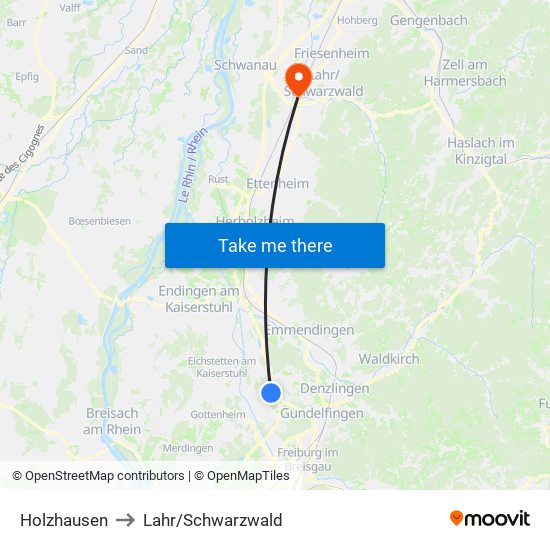 Holzhausen to Lahr/Schwarzwald map