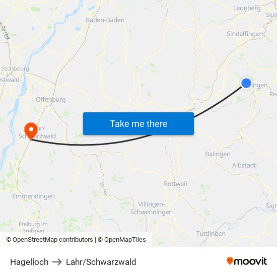 Hagelloch to Lahr/Schwarzwald map