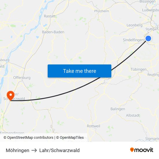 Möhringen to Lahr/Schwarzwald map