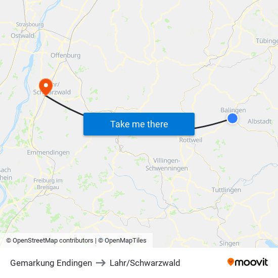 Gemarkung Endingen to Lahr/Schwarzwald map
