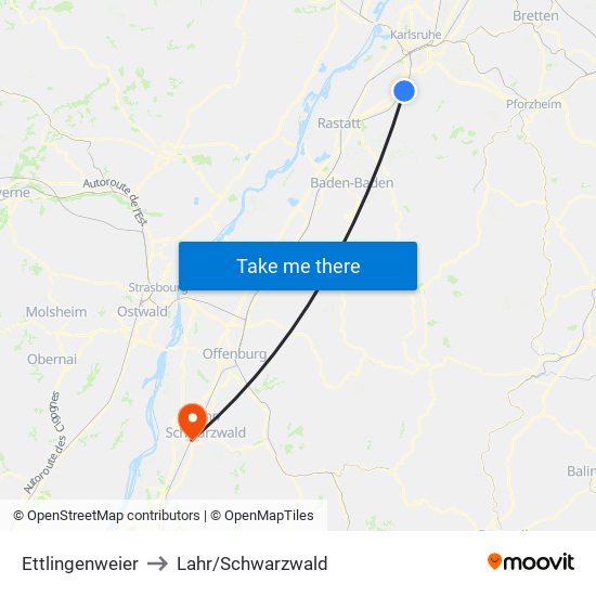 Ettlingenweier to Lahr/Schwarzwald map