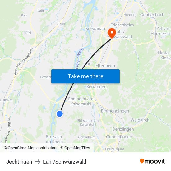 Jechtingen to Lahr/Schwarzwald map