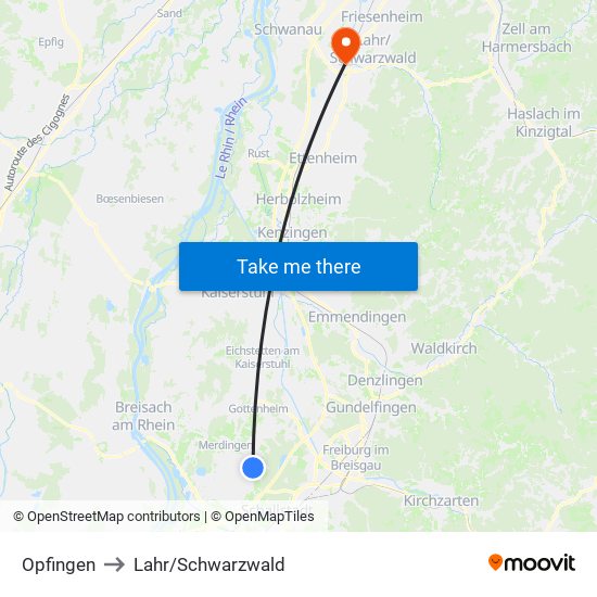 Opfingen to Lahr/Schwarzwald map