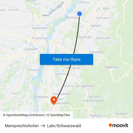 Memprechtshofen to Lahr/Schwarzwald map