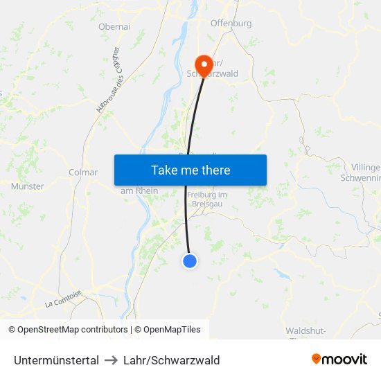 Untermünstertal to Lahr/Schwarzwald map