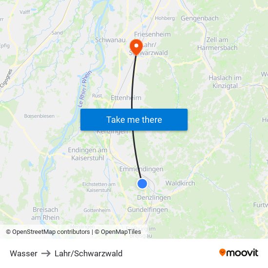 Wasser to Lahr/Schwarzwald map