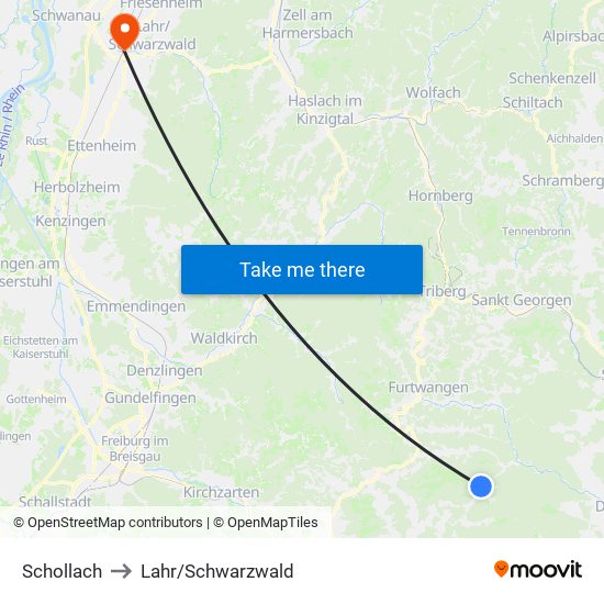 Schollach to Lahr/Schwarzwald map