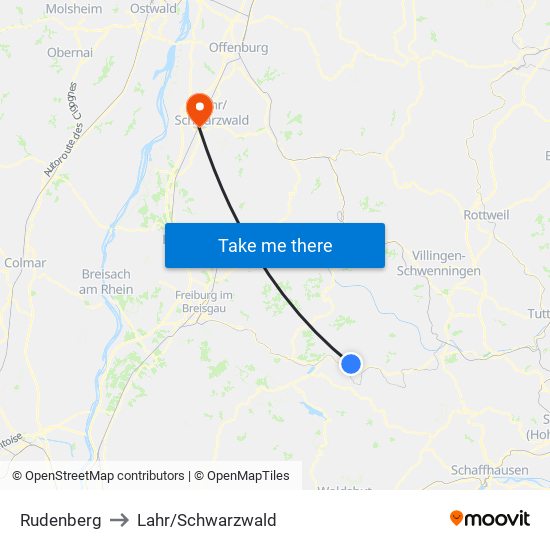 Rudenberg to Lahr/Schwarzwald map