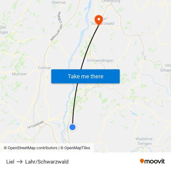 Liel to Lahr/Schwarzwald map