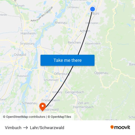 Vimbuch to Lahr/Schwarzwald map